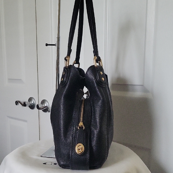 Coach Edie Black Pebbled Leather Shoulder Bag #57125 - Picture 2 of 7